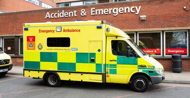 Ambulance parked outside hospital