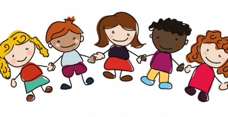 Cartoon Picture of children holding hands