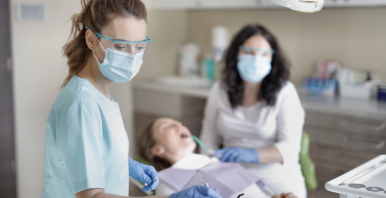Dentist treating a patient