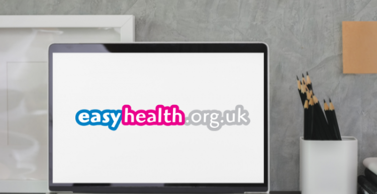 Computer with Easy Health logo on screen