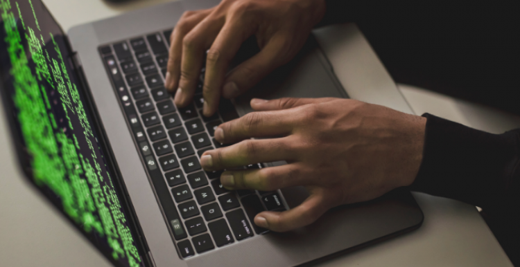 person typing on computer