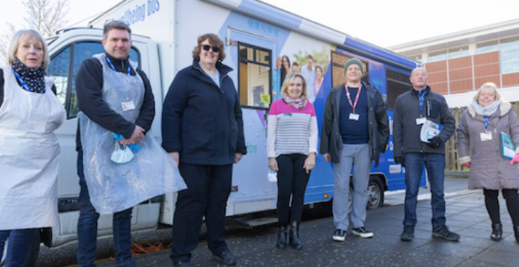council leader with the Health and Wellbeing bus team