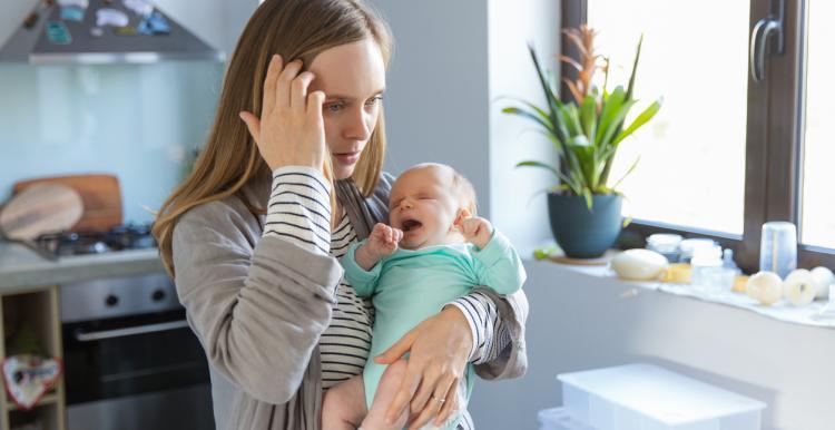 Woman with new baby