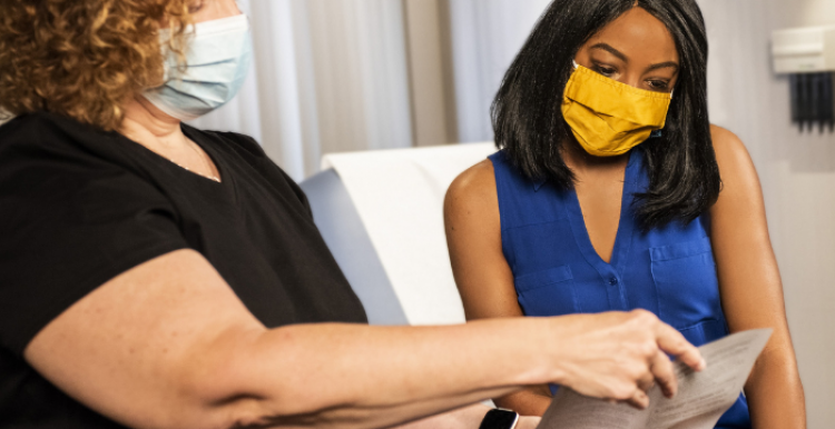 doctor and patient wearing face mask