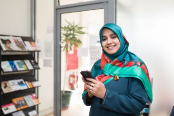 Lady holding mobile phone