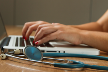 Stethoscope and laptop