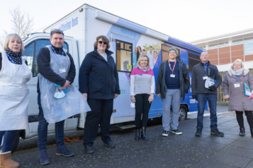 council leader with the  Health and Wellbeing bus team