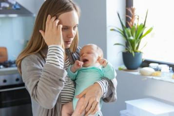 Woman with new baby