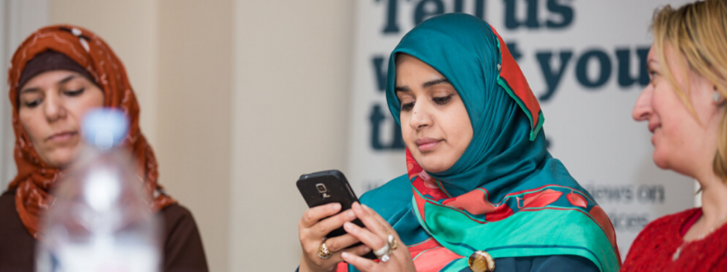 Lady looking at mobile phone