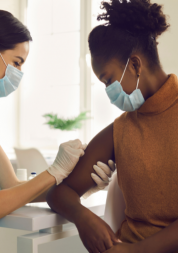 Woman receiving a vaccination